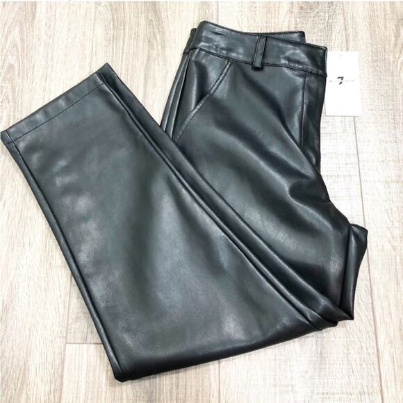 NWT 7 for all mankind faux leather cropped pants - Picture 2 of 8